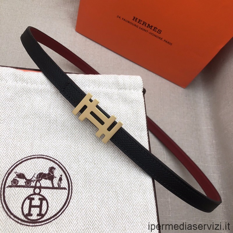 Replica Hermes H Au Carre Fibbia Della Cintura Cinturino In Pelle Reversibile Nero Bordeaux 13mm