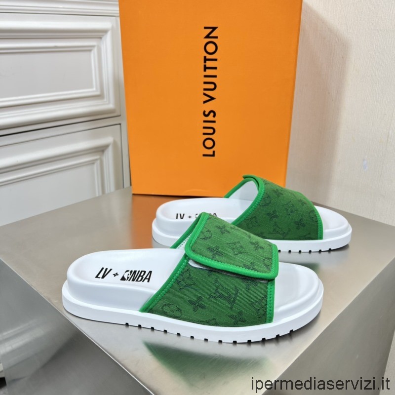 Replica Louis Vuitton Verde Monogramma Denim Miami Mule Sandalo Da 38 A 45