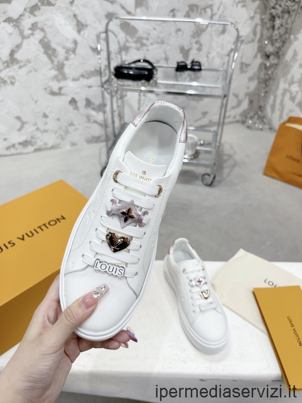 Sneaker Replica Louis Vuitton Time Out In Pelle Di Vitello Monogram Rosa Clair Rosa Bianca Dalla 35 Alla 40