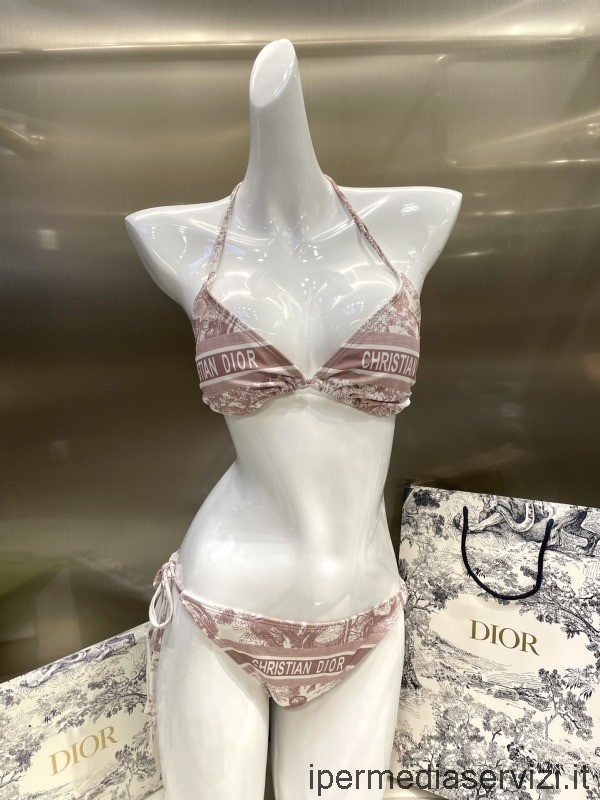 Bikini Replica Costume Da Bagno In Seta Dior Marrone Sml