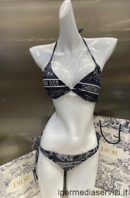 Bikini Replica Costume Da Bagno In Seta Dior Nero Sml