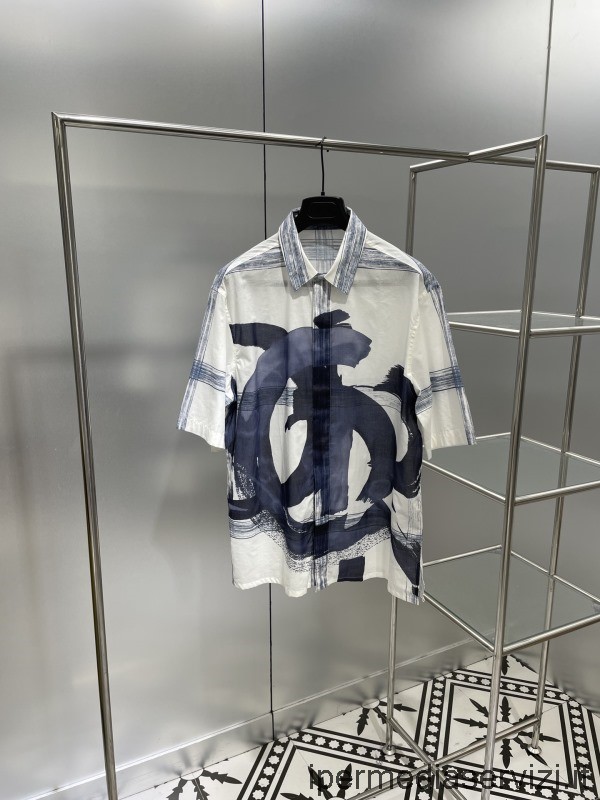 Replica Camicia A Maniche Corte Dior E Jack Kerouac In Tela Di Cotone Bianca Sml