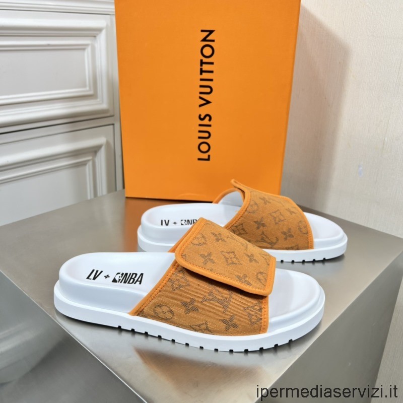 Replica Louis Vuitton Giallo Monogramma Denim Miami Mule Sandalo Da 38 A 45