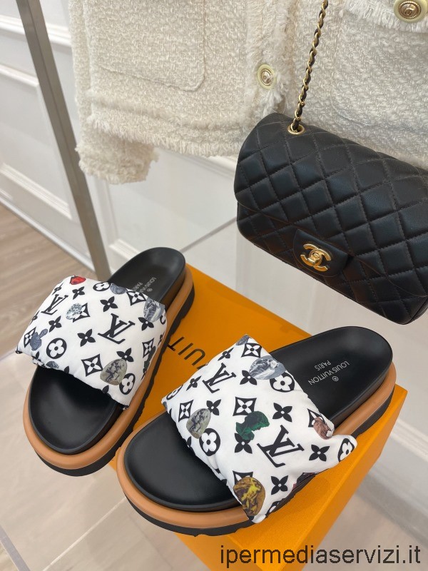 Replica Louis Vuitton Pool Pillow Comfort Sandalo Mule In Monogramma Bianco Nylon Riciclato Da 35 A 45