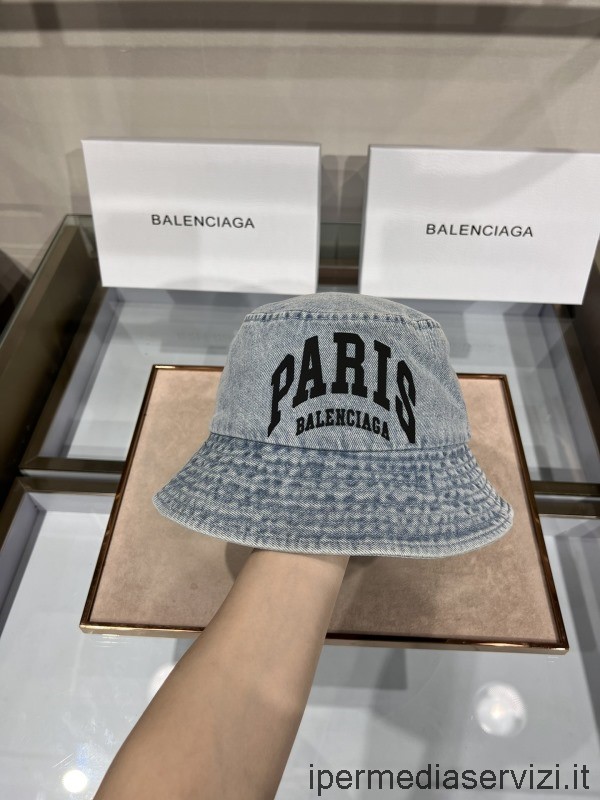Replica Balenciaga Cappello A Secchiello In Tela Blu Denim