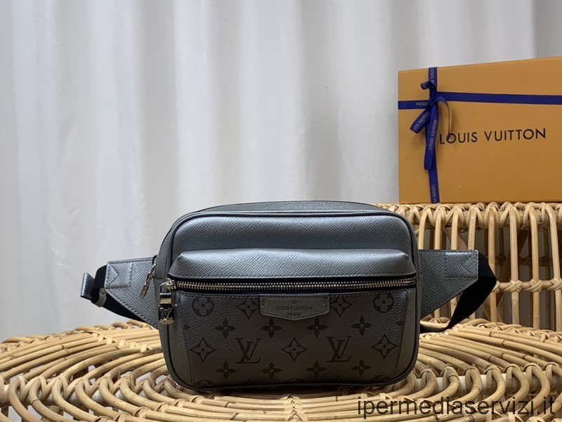 копие на външна чанта на Louis Vuitton от сиво канава с монограм и тайга волска кожа M30245 21x17x5cm