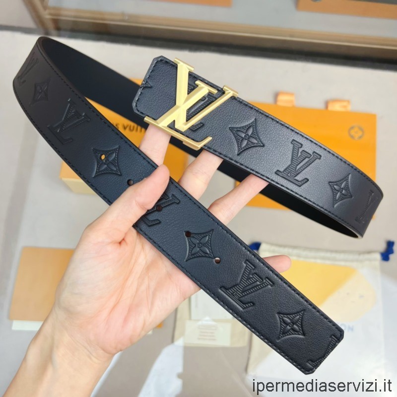 реплика Louis Vuitton Lv Initiales 40 мм обръщащ се колан от черна кожа с монограм