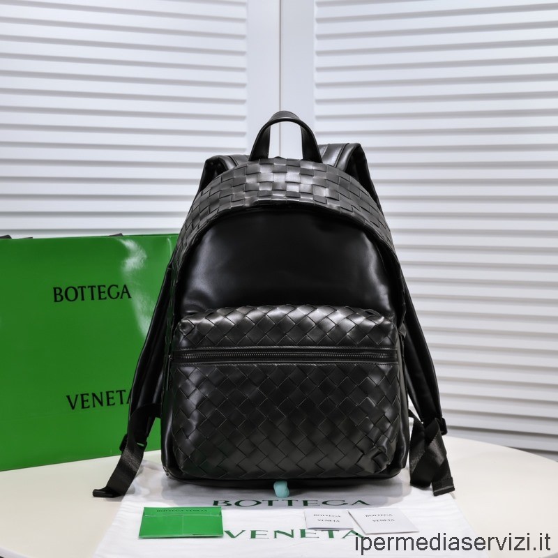реплика Bottega Veneta мъжка черна кожена раница Borsa 32x43cm