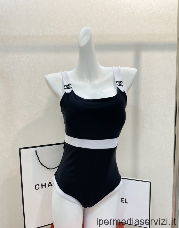 Replica Chanel Costume Da Bagno In Cotone Nero Di Seta Bikini Sml
