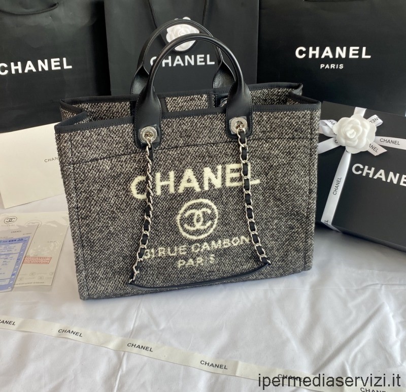 Replica Chanel Grande Borsa A Tracolla Shopping A Catena Deauville Grigia A66941 38x32x18cm