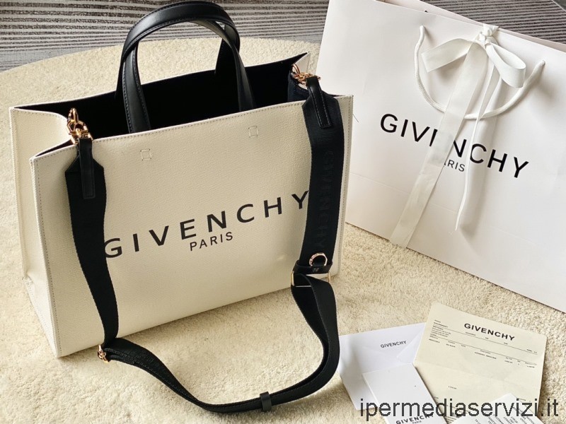 Replica Givenchy Borsa Della Spesa Tote Media In Tela Di Cotone Bianca 37x13x26 Cm