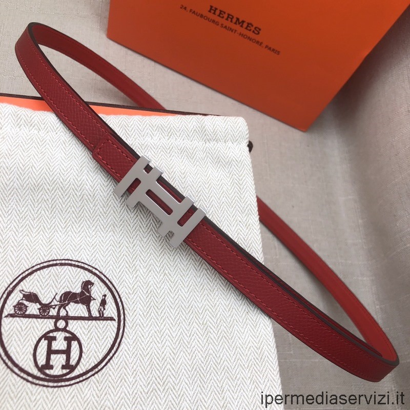 Replica Hermes H Au Carre Fibbia Della Cintura Cinturino In Pelle Reversibile Rosso 13 Mm