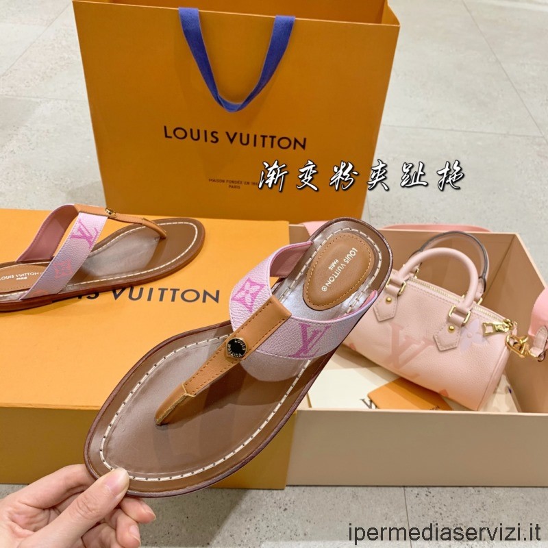 Replica Louis Vuitton Sunny Flat Infradito Sandalo In Tela Rosa Clair Monogramma Rosa 35 A 40