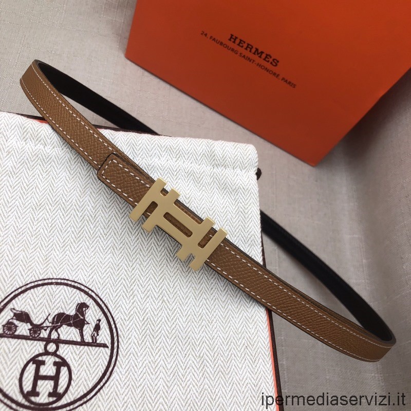 Replica Hermes H Au Carre Fibbia Della Cintura Cinturino In Pelle Reversibile Marrone Nero 13 Mm