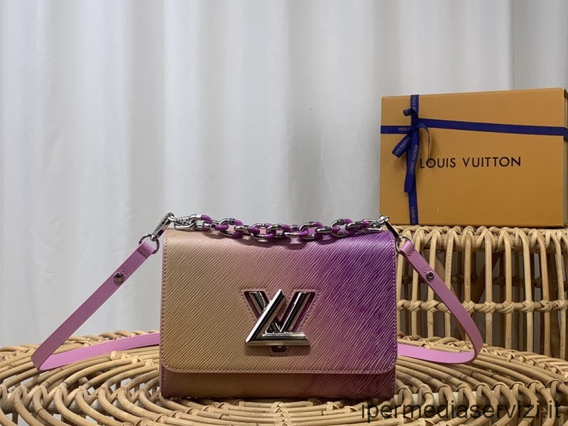 Borsa A Tracolla Replica Louis Vuitton Twist Mm In Pelle Di Vacchetta A Grana Epi Rosa Sfumato Viola M59894 23x17x9cm