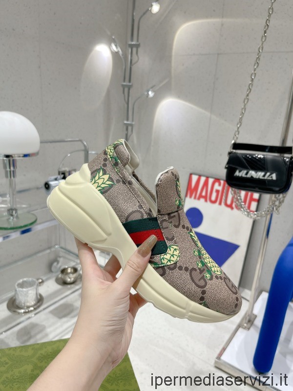 Replica Gucci Gg Supreme Sneakers In Tela Rhyton Con Stampa Ananas Da 35 A 40 45