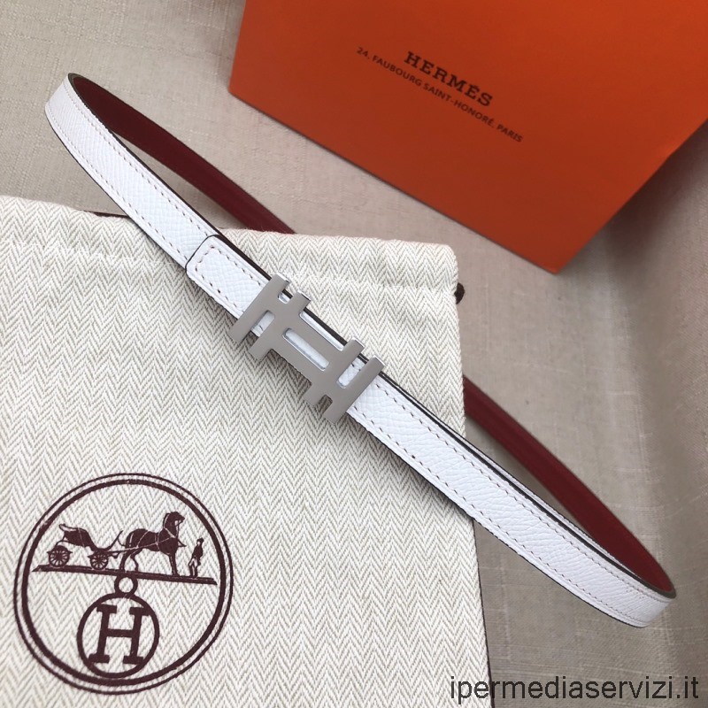 Replica Hermes H Au Carre Fibbia Della Cintura Cinturino In Pelle Reversibile Bianco Bordeaux 13 Mm