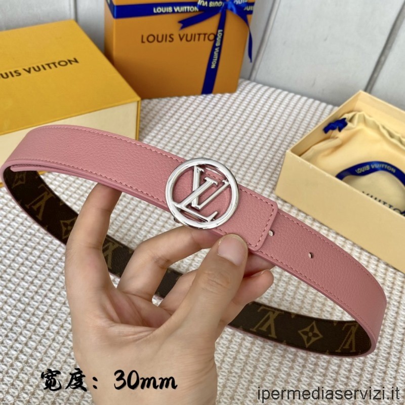 Replica Louis Vuitton Lv Circle 30 Mm Reversibile Monogramma Cintura In Pelle Rosa
