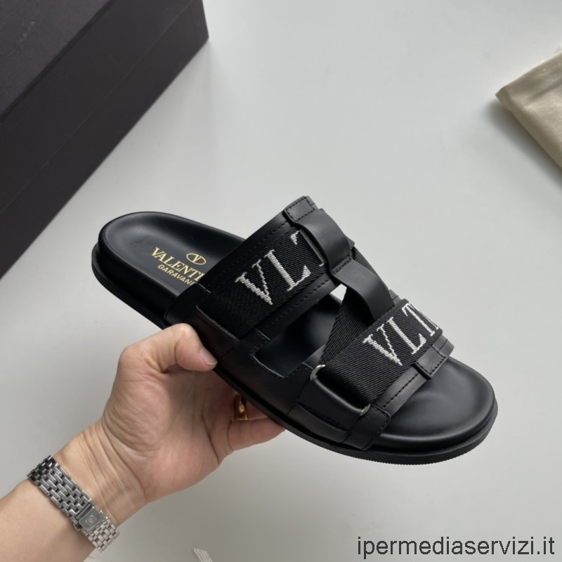 Replika Kožených Sandálů Valentino Garavani S Logem Vltn V černé Barvě 38 Až 44