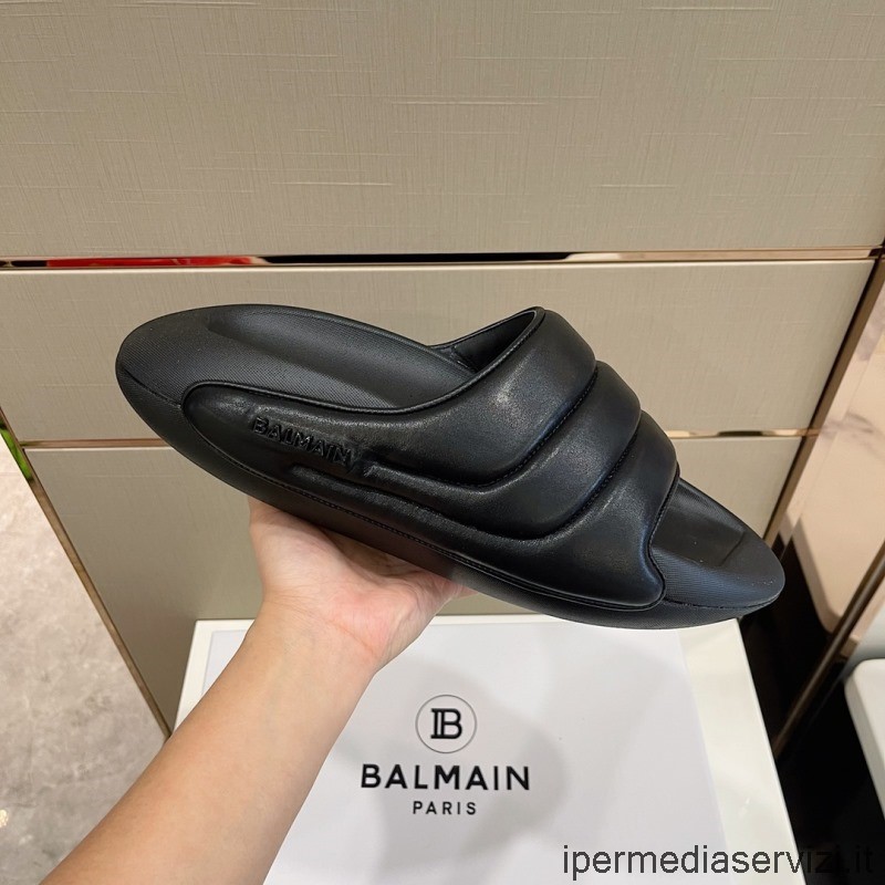Replika Balmain Pánské Prošívané Kožené Sandály Z B It Mule V černé 35 Až 46