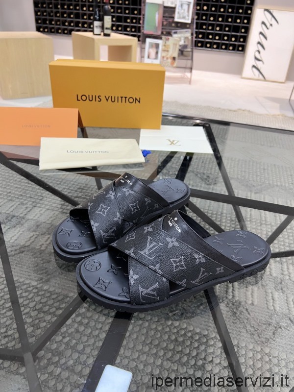 Replika Louis Vuitton Lv černý Monogram Plátěný Sandál 38 Až 45