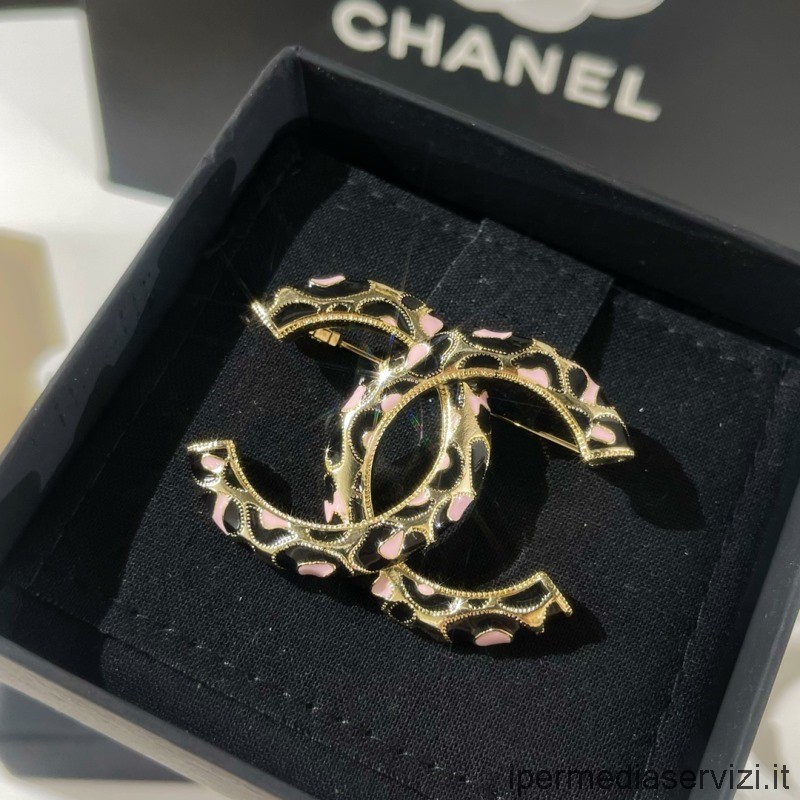 Replika Chanel Vip Zlaté černé Béžové Krystaly Cc Brož Ab8039