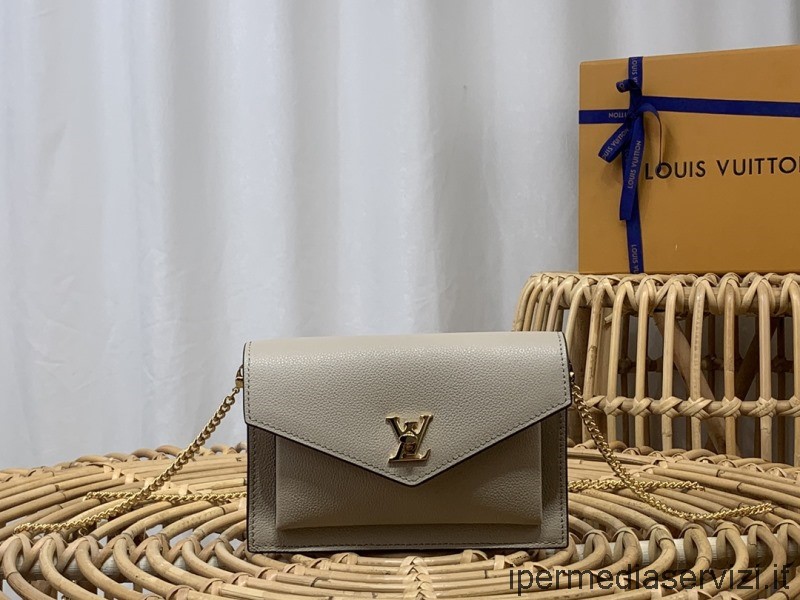 Replika Louis Vuitton šedá Teletina Kůže Mylockme řetízek Pochette Crossbody Kabelka Přes Rameno M80671 M63471 19x12x3cm
