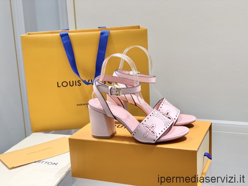 Replika Sandálů Na Podpatku Louis Vuitton Horizon V Růžové Poddajné Telecí Kůži 80 Mm 35 Až 42