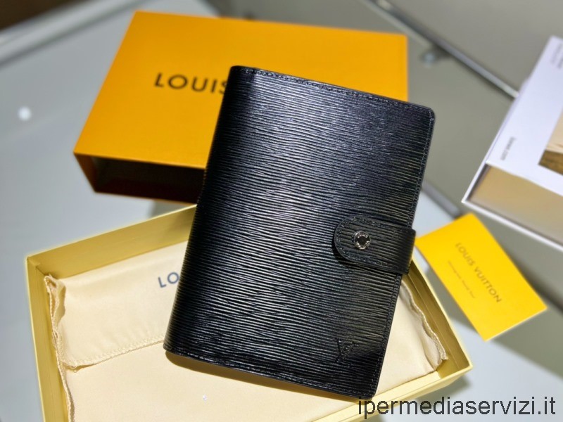 Replika Louis Vuitton Velký Kroužkový Obal Na Zápisník V černé Epi Kůži R20106 19x14cm