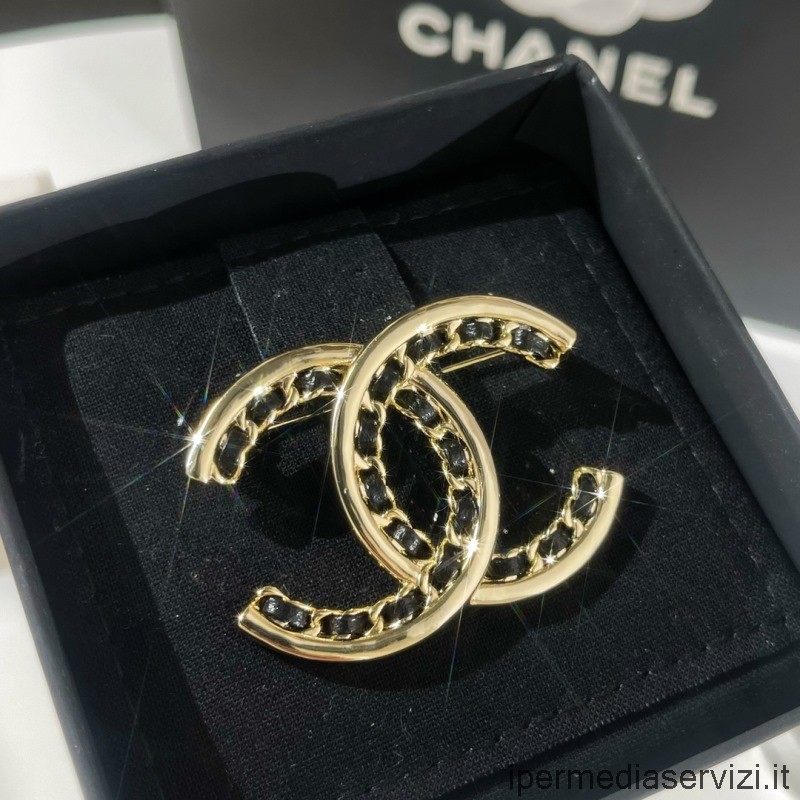 Replika Chanel Vip Zlatá Cc řetízková Kožená Brož