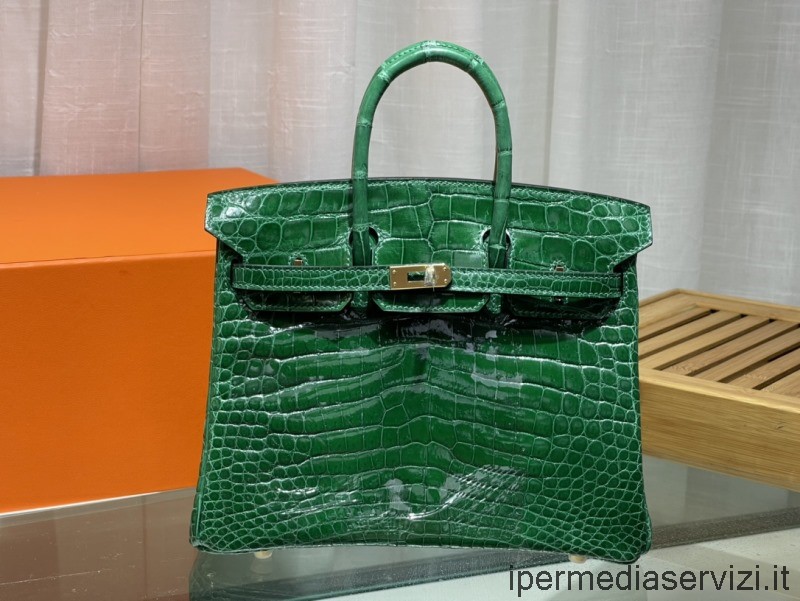 Replika Hermes Vip Birkin 25 Taška Ze Zelené Pravé Krokodýlí Kůže