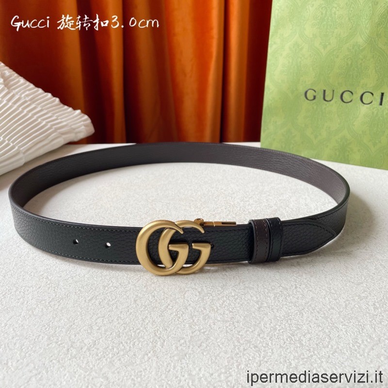 Replika Koženého Opasku Gucci S Dvojitou G Přezkou V černohnědé Barvě 37 Mm