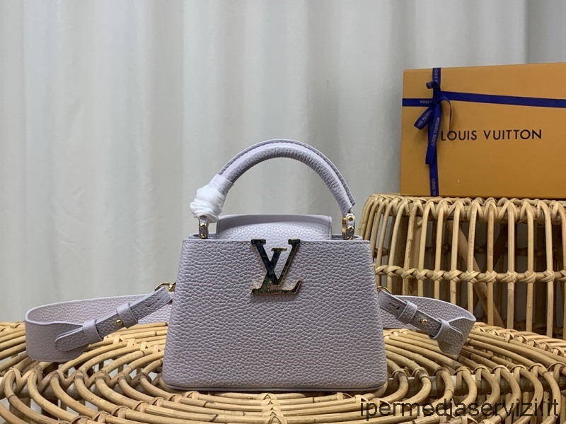 Replika Louis Vuitton Capucines Mini Crossbody Kabelka Přes Rameno Ve Světle Fialové Kůži M58718 M48865 21x14x8cm
