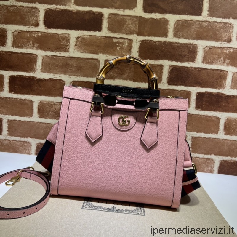 Replika Gucci Diana Malá Taška S Bambusem V Růžové Kůži 702721 27x24x11cm