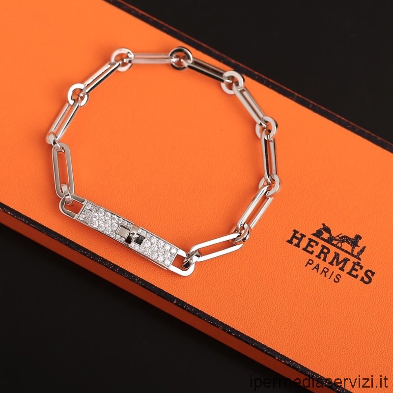 Replika Hermes Kelly Chaine Diamantový řetízkový Náramek Stříbrný