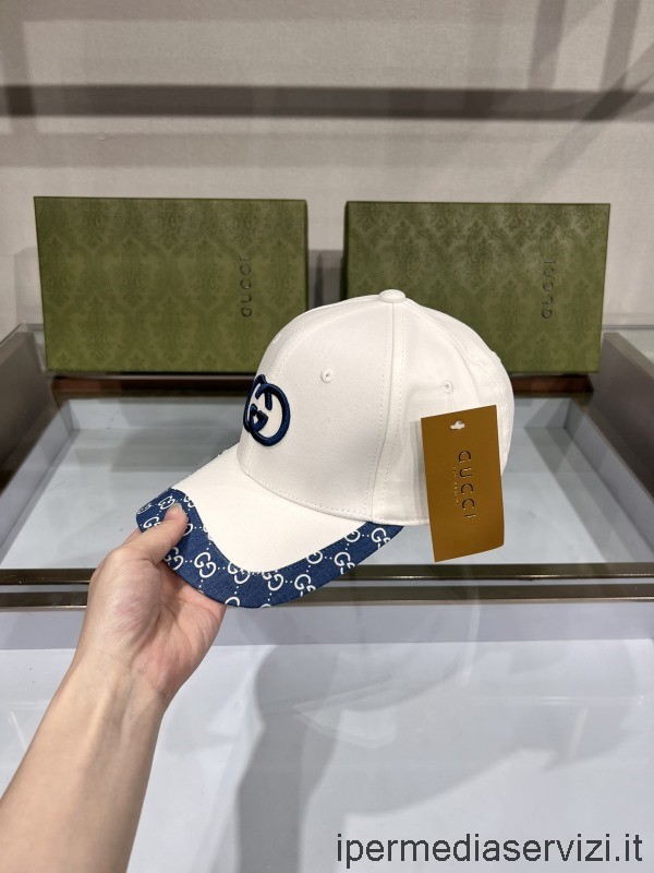 Replika Gucci Do Sebe Zapadající G Plátěná čepice čepice Bílá