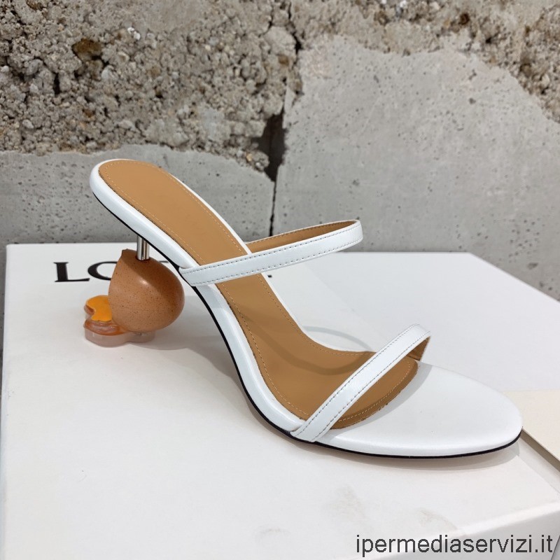 Replika Sandálů Na Podpatku Z Rozbitého Vejce Loewe Z Bílé Kozí Kůže 35 Až 40