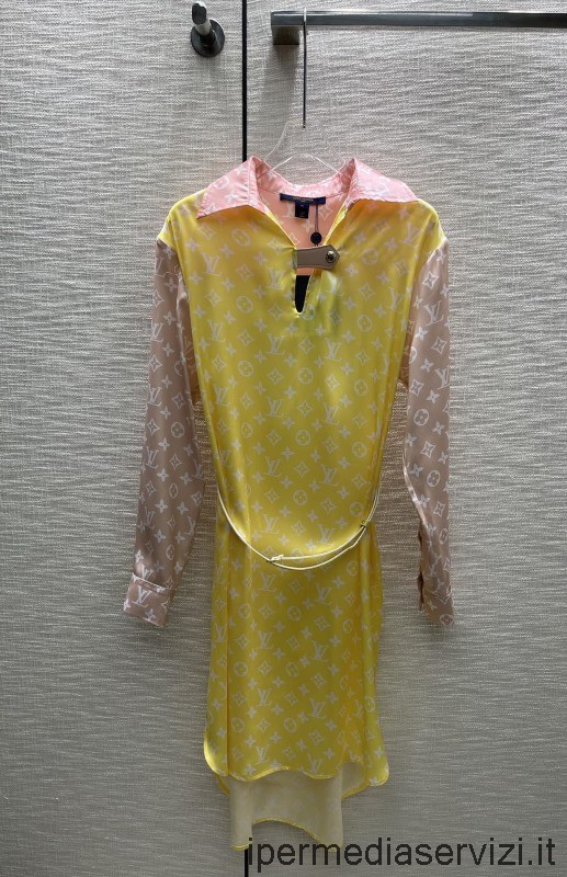 Replika Louis Vuitton Pastel Monogram Košilové šaty Ve Světle žluté Sml