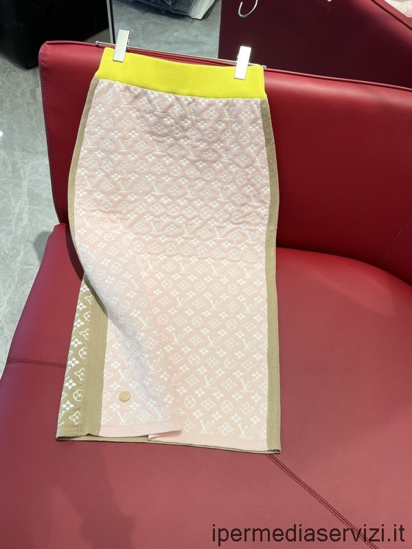 Replika Louis Vuitton Pastelová Monogramová Pletená Trubková Sukně Ve Světle Růžové Sml
