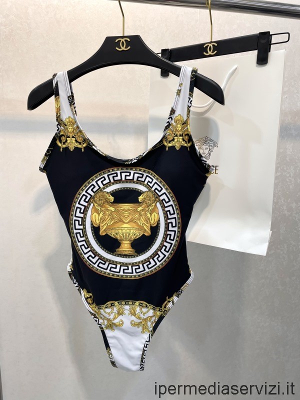 Replika Versace Medusa Hedvábné Plavky Bikiny V černé Barvě Sml