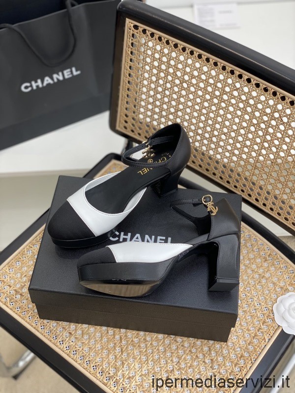 Replika Lodiček Chanel 2022 Na Platformě Bílé Kožené Lodičky 95mm 35 Až 41