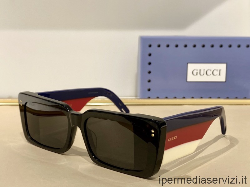 Replika Slunečních Brýlí Gucci Acetát Obdélníková Klapka Gg0543 černá červená