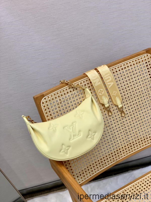 Replika Louis Vuitton Přes Měsíc Tulák Crossbody Kabelka Přes Rameno Ze žluté Nadýchané Kůže S Monogramem M59823 27x16x7cm
