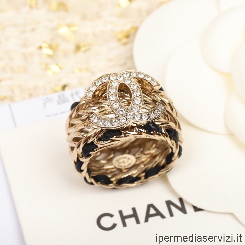 Replika Chanel Crystal Cc Zlatý řetěz Kožené Prsteny