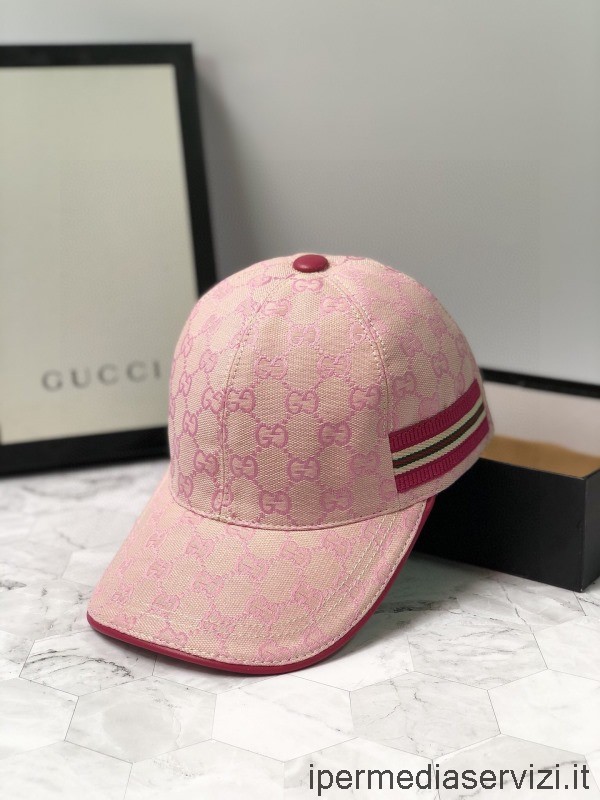 Replika Gucci Gg Nejvyšší Plátěná čepice čepice Růžová