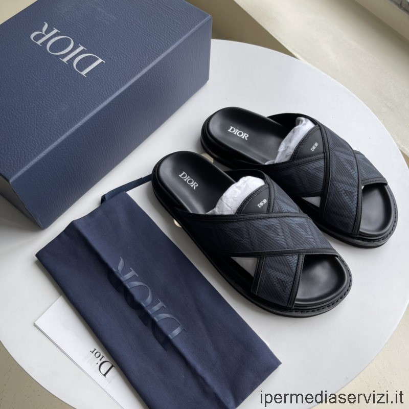 Replika Dior Aqua Slide Sandal I Sort Cd Diamant Kanvas 35 Til 40 45