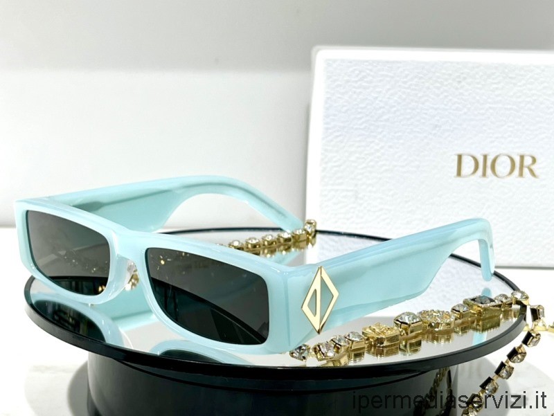 Replika Dior Replika Solbriller Diamant Quise Lyseblå