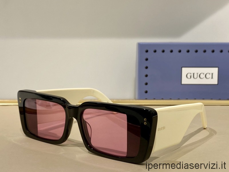 Replika Gucci Acetat Rektangulære Klap Solbriller Gg0543 Sort Hvid