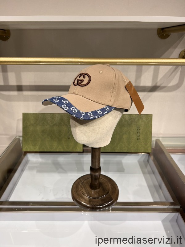 Replika Gucci Interlocking G Canvas Baseball Cap Hat Beige