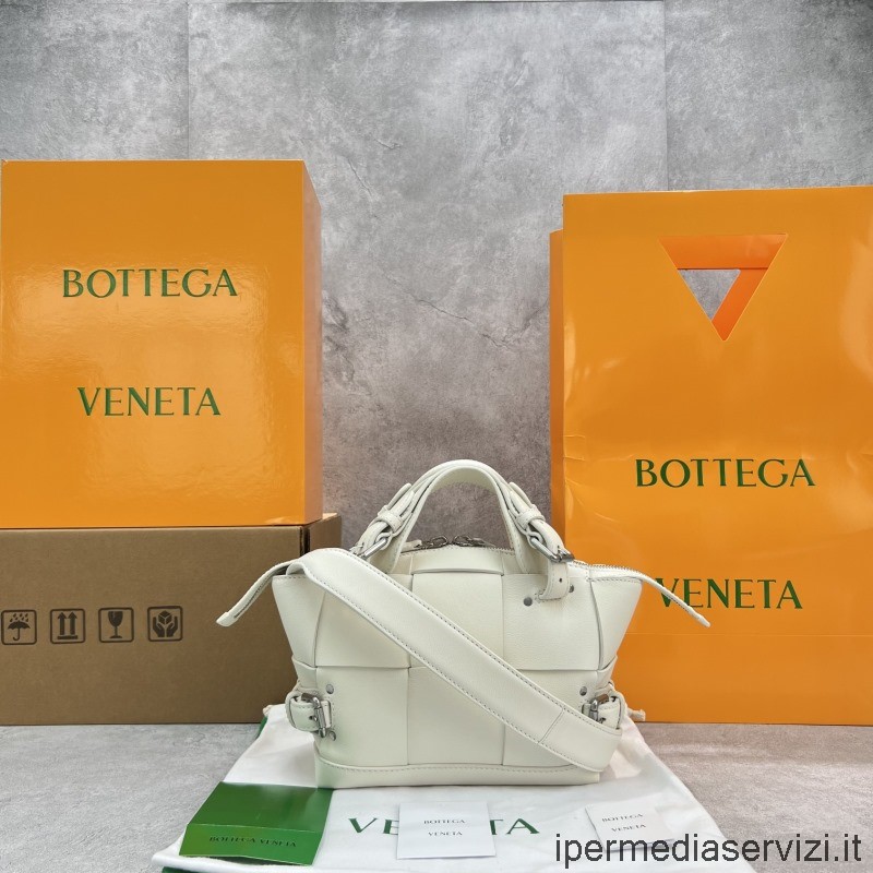 Replica Bottega Veneta 2022 Weiße Gewebte Leder-Umhängetasche 7543 33x21x6cm